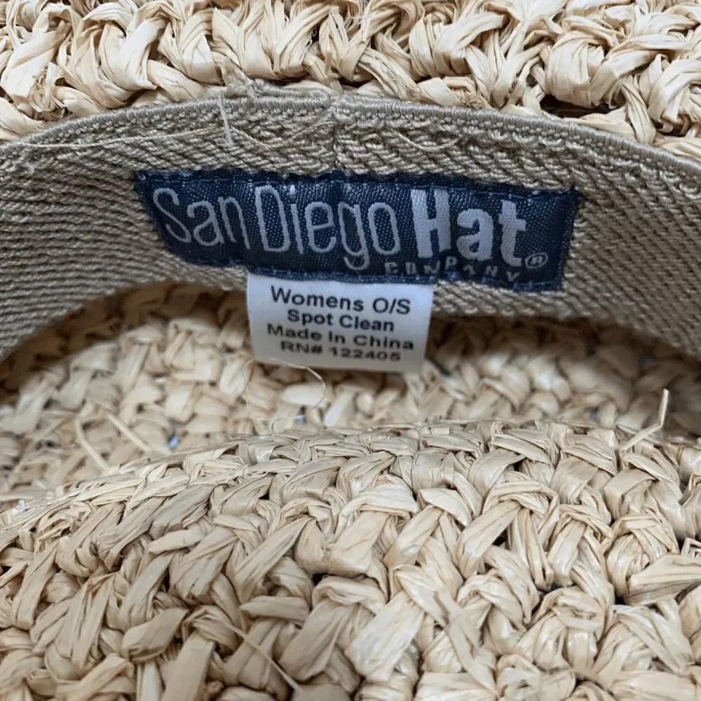 San Diego Womens Eco Friendly Straw Beach Hat Wide Brim Bow Tie OS